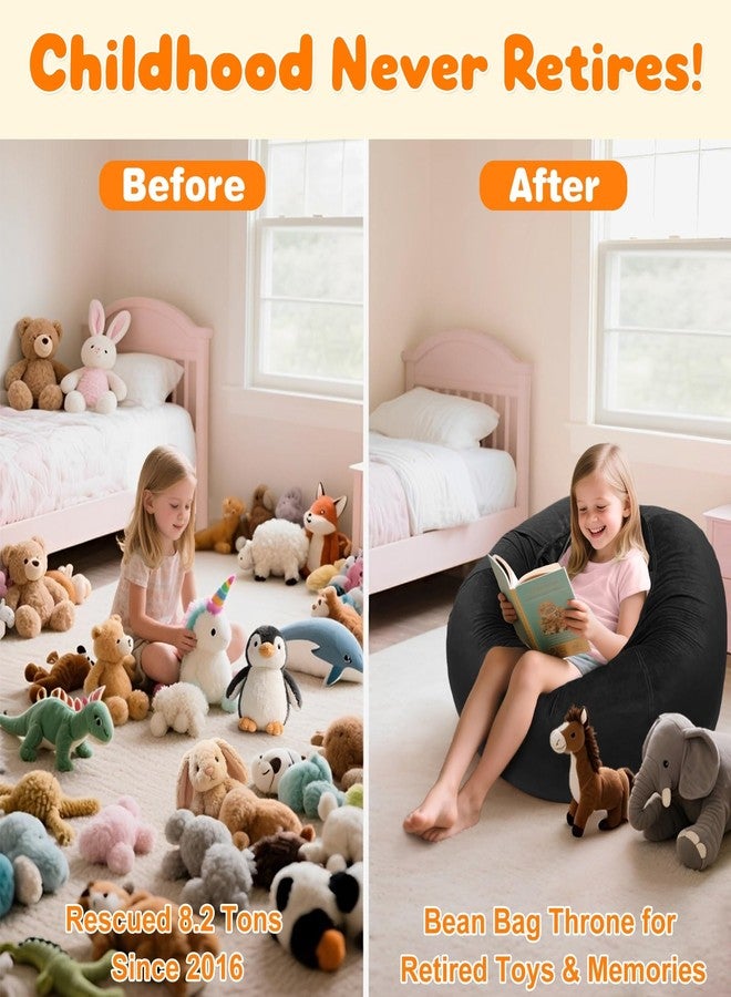 Lukeight Stuffed Animals Storage Bean Bag Chair Cover - Premium Velvet Organizer with YKK Zipper Holds 80+ Plush Toys, Washable Kids Room Decor (No Filling, X-Large) - Image 2